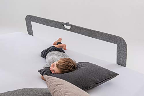Hauck Sleep N Safe Plus XL Bed Guard for Toddler, 150 x 50 x 44 cm, Foldable Bed Rail for Travel 77 x 6 x 45 cm, Grey