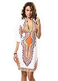 Dh Apple Women Bohemian V Neck Vintage Print Ethnic Shift Dress