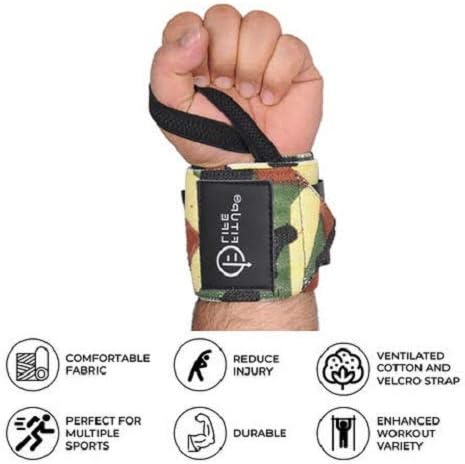 FITUP LIFE Gym Camou Wrist Support (One Pair) with Non Slip Grip {Imported}