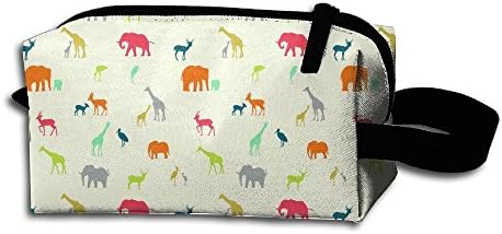 BagsElephant Giraffe African Animal Storage Cosmetic Bag Portable Travel Makeup Bag Packing Pouches