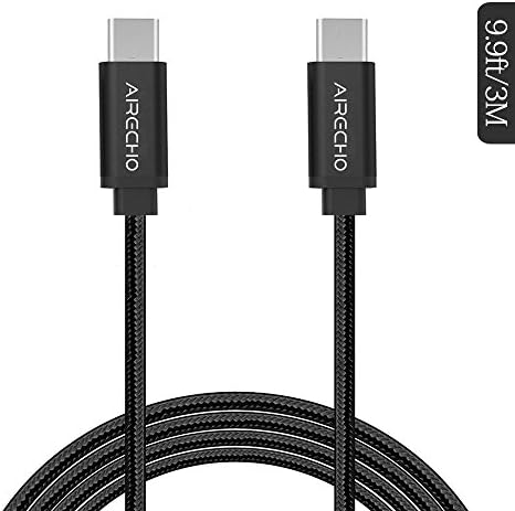 USB-C to USB-C Cable, Airecho 5Gbps USB C to USB C 3.1 Gen 1 ( 9.9ft / 3m) Nylon Braided Fast Sync Charging Cord for MacBook Pro, Chromebook Pixel, Samsung Galaxy S8 S8+ and more - Black