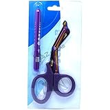 Heavy Duty Reusable Penlight + Nurse Doctor Medical Paramedic Trauma Utility Tactical Shears Scissors 7.25" (A2ZSCILAB) (PURPLE MULTI RAINBOW COLOR)
