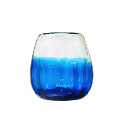 Amici Home, A7MCR060S4R Rosa Collection Stemless Wine Glass, Cobalt, Recycled, Mexican Artisan Handmade Glassware, Set of 4, 16 Ounces - Thumbnail 2