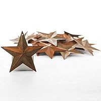 Factory Direct Craft Package of 50 Rusted Tin Dimensional Miniature Barn Stars with Hole and Hollow Backs