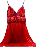 Amoretu Womens Sheer Lingerie Straps Slip Cut Out Babydoll Set