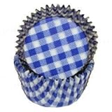Jubilee Sweet Arts 50 Count Gingham Cupcake Baking Liners, Standard Size, Blue