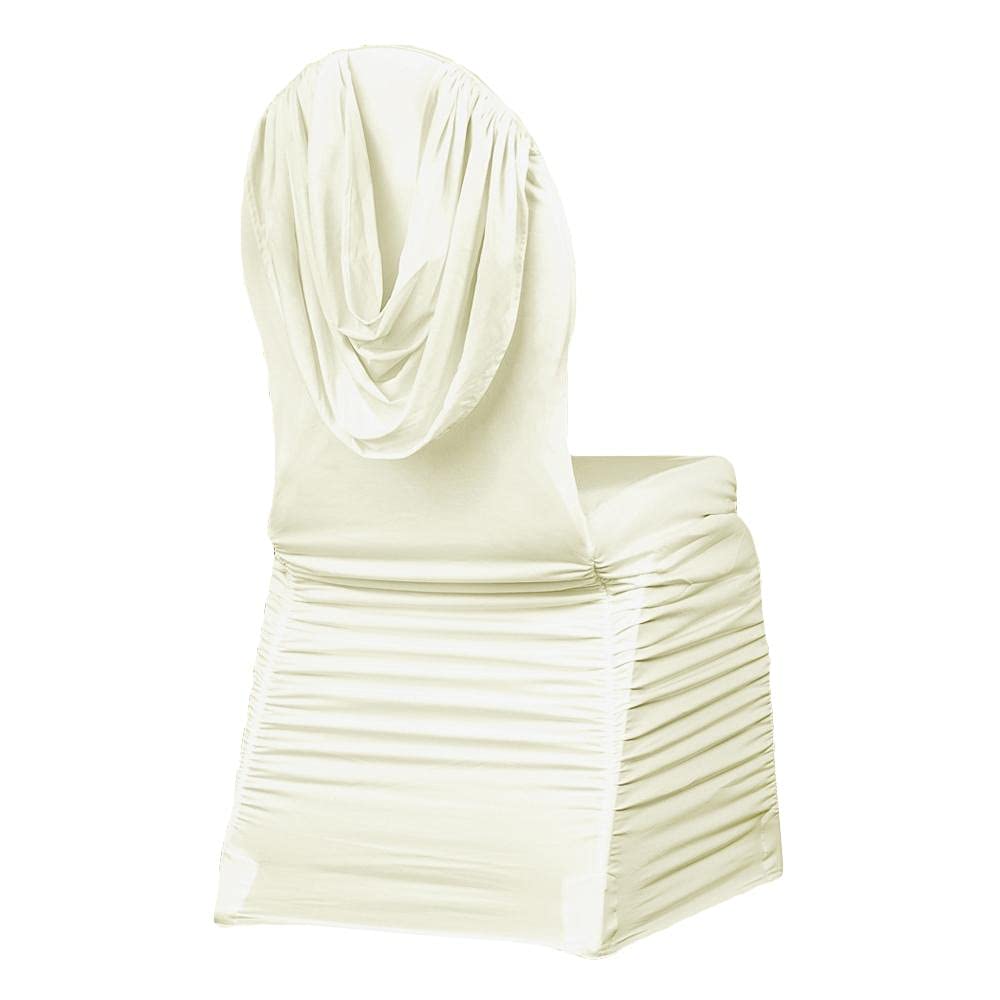 Spandex Banquet Chair Cover - 86cm x 46cm | Swag Back Ruched | Ivory | 1 Pc.