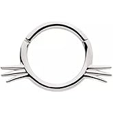 Pierced Owl 16GA 316L Stainless Steel Cat with Whiskers Hinged Segment Ring