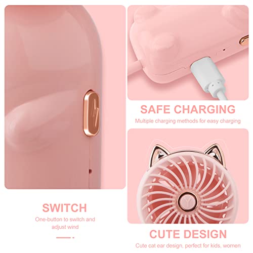 Portable Handheld Fan, Mini USB Hand Fan with Rechargeable Battery and 3 Speeds, Cute Personal Small Electric Fan for Girls/Women/Kids, Pocket Fan Foldable Standing, Summer Holiday Travel Essentials