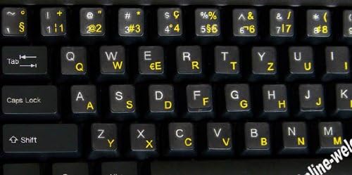 Swiss French German Keyboard Stickers Transparent Background Yellow Letters For Any Laptop Computer Pc Desktop Notebook Buy Online At Best Price In Uae Amazon Ae