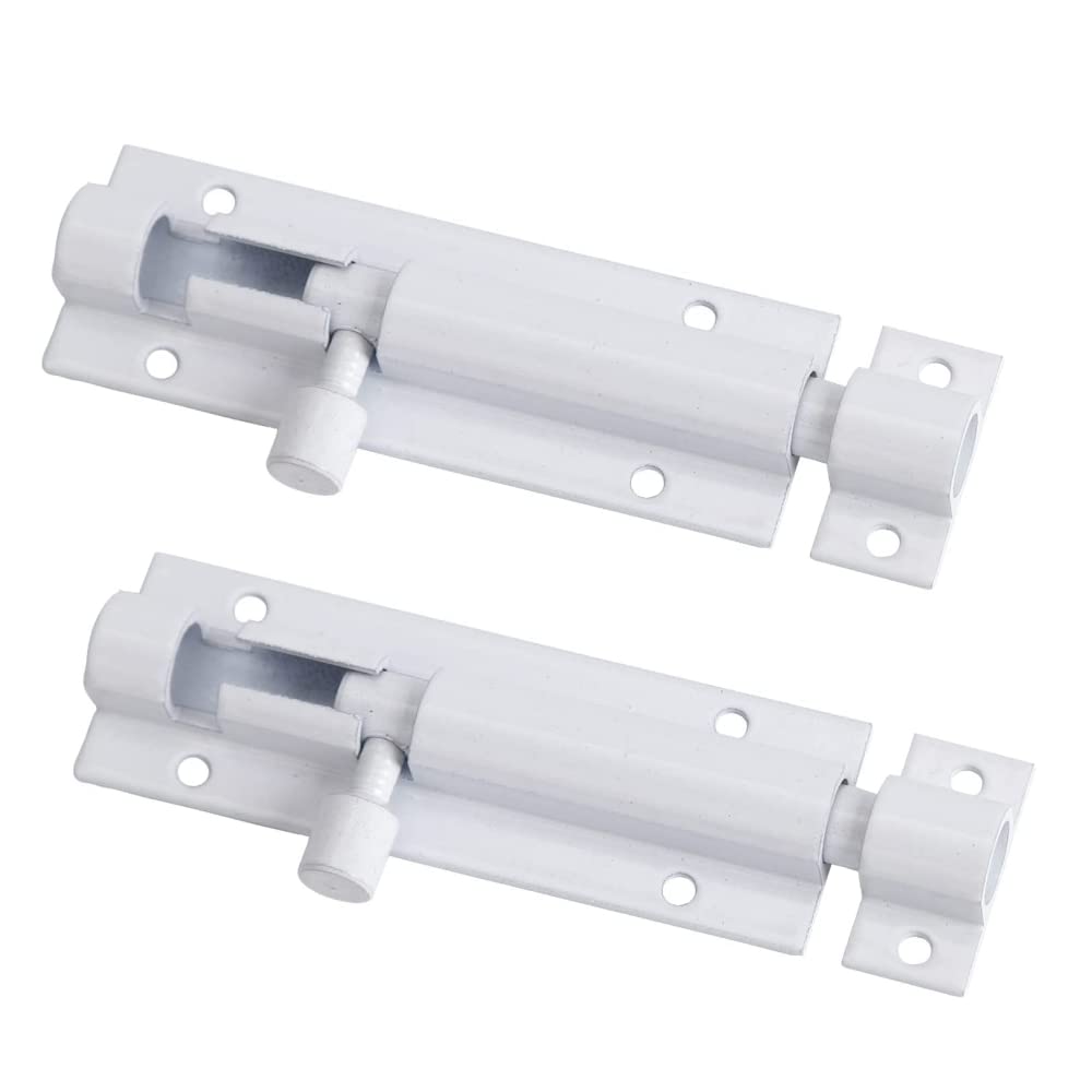 2 Set Door Lock Bolts Shed Door Tower Bolt Heavy Duty White Door Bolt Latch Slide Barrel Door Bolt Security Lock Latch with Screws for Internal Door Shed Bathroom Toilet Shed (White, 3inch) — image 1