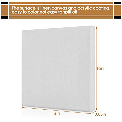 CBTONE 12 Pack Mini Canvas Panels 6 x 6, 100% Small Cotton Canvas Boards for Paintings Craft Drawing Small Acrylics Canvas - Pack of 12