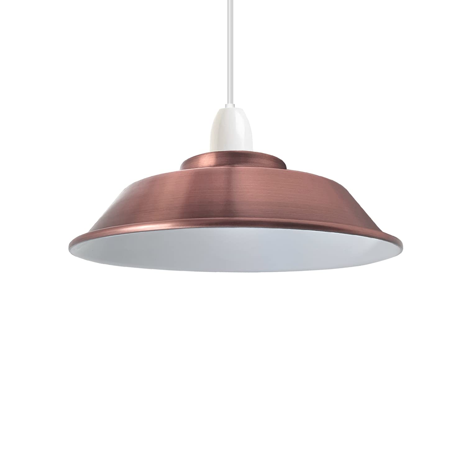 LEDSone Farmhouse Metal Lamp Shade 22cm Copper Open Style Lamp Guard Hanging Pendant Light Round Shade Hanging Light Fixture Ceiling Light Shade Perfect DIY Lamp Shade Replacement Accessories