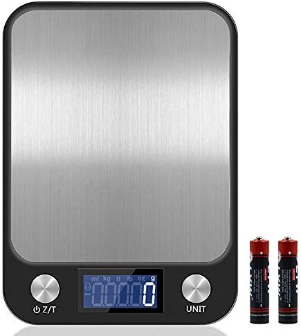 ASMOTIM Digital Touch Food Weight Scale for Kitchen 10Kg/22 lb Electronic Food Weighing Baking & Cooking Scale with Stainless Steel, Large Back-lit LCD Display, Precision Measure, Tare Function(Black)