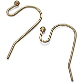 Adabele 200pcs Hypoallergenic Ball End Fish Earring Hooks 20mm Antique Bronze Plated Brass Ear Wire for DIY Craft Earrings Jewelry Making CF206-B