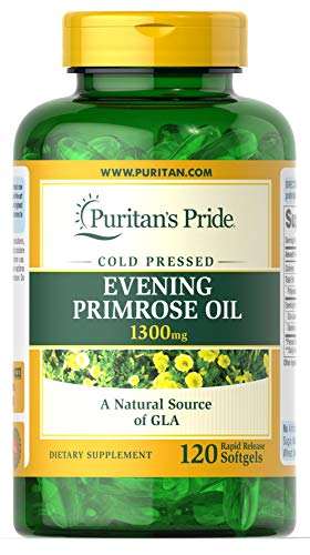 Puritans Pride Evening Primrose Oil 1300 mg with Gla Softgels, 120 Count