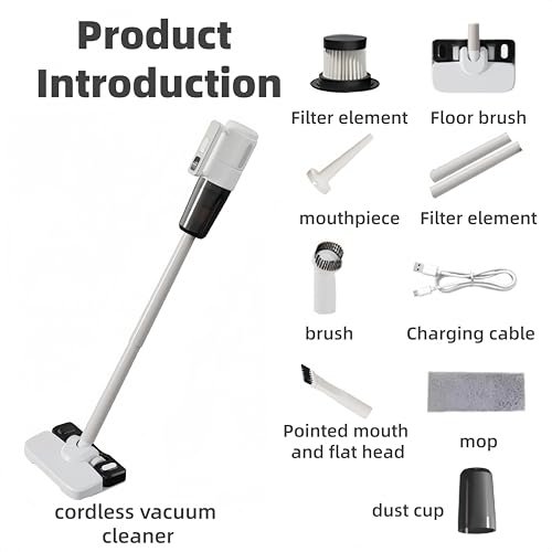 Lullaxx Cordless Vacuum Cleaner, 5-in-1 Dry And Wet Mop Combo, Handheld Vacuum And Mop Combination, Can Stand Upright, Large-Capacity Dust Cup, Suitable For Pet Hair, Carpets And Hard Floors.