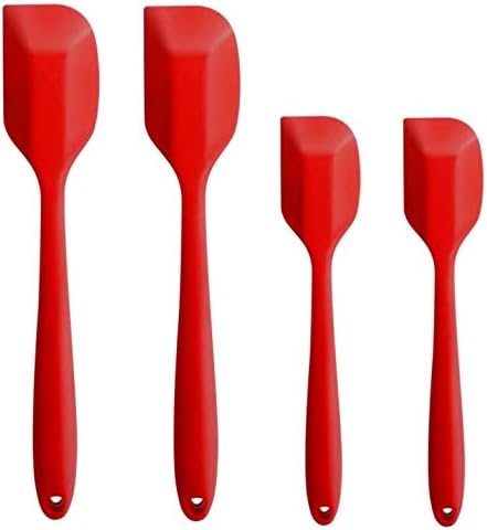 (UPGRADED) HauBee 4 Pack Silicone Spatula Kitchen Turner Set 600°F Heat Resistant Seamless Non-Stick Cooking Baking Mixing Tools Stainless Steel Core Utensils