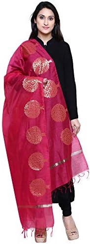 Loom Legacy Women Dupatta Silk Cotton Blended Jacquard Dupatta (Rk-3103_Magenta_90X250 Cms)