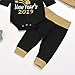 Mikrdoo Bbay Christmas Outfit My First Years 2019 Black Romper Tops + Pants + Hat 3pcs Clothes Set (6-12 Months, A)