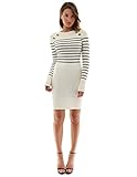 PattyBoutik Women's Military Striped Crewneck Sweater Dress