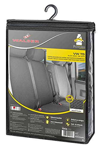 WALSER 10456 Autostoelhoes Transporter Fit, Auto Stoelbekleding van stof antraciet compatibel met VW T5, Dubbele Bank… - Image 7