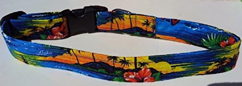 Hawaiian Fabric Over Webbing Adjustable Dog Collar--"Moku Ipo" Hand Made in Hawaii with Aloha