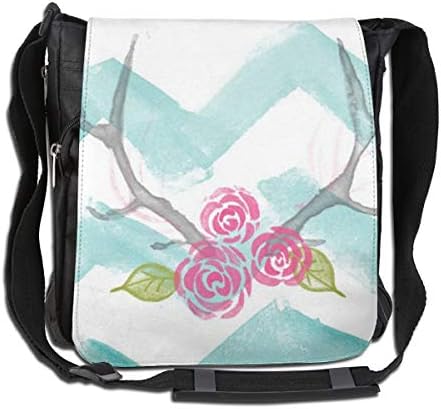 バック 多機能 肩掛けバッグ 男女兼用 便利 学生 メッセンジャーバッグ 斜めがけバッグ B087zygbd5 シューズ バッグ ジュエリー ボディ バッグ 収納バック 水彩 ワンショルダー カバン 花柄 旅行 新作製品 世界最高品質人気 メッセンジャーバッグ おしゃれ 鹿の角 大