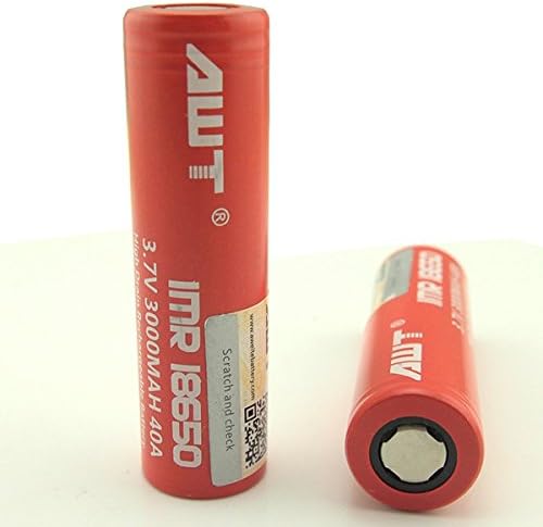 2 Pack Red AWT 18650 3000mah 40a 3.7v Rechargeable Flat Top Li-ion Batteries