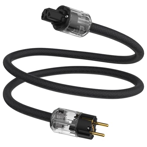 Tertullus HiFi High End Netzkabel C15 Stromkabel HiFi Audio kaltgerätekabel Mit Schukostecker & Kaltgerätestecker (P029, 1.5m)