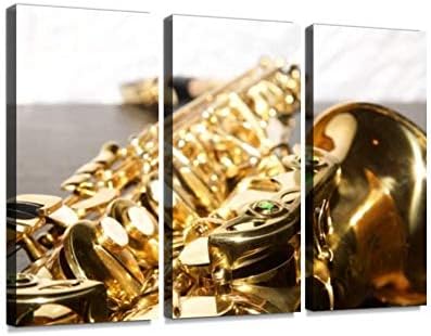 Cielartableau Saxophone Orchestra Musical Instruments s and Pictures Wall Art Canvas Print Picture Poster Artwork Painting Gift for Home Room Modern Decor Ready to Hang, 3 Panel