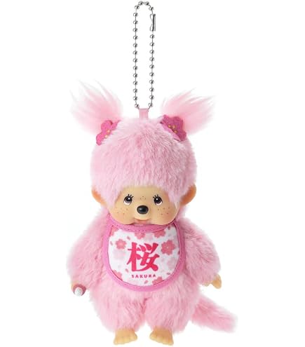 Sekiguchi 242467 Monchhichi Cherry Blossom Keychain, Floral, Pink