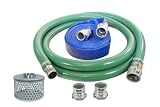 Abbott Rubber PVC Suction and Discharge Hose Pump Kit, Green/Blue, 2" Male X Female Aluminum Cam and Groove, 2" ID