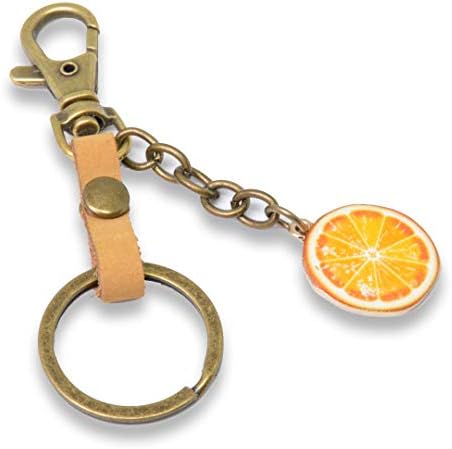 litmage Key Chain (2 Extra Rings) Cute Fruit Charm Car Leather Keychain Backpack&Bags Accessories (809 Orange)