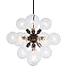 Amazon Brand – Rivet Modern Satellite 15 Globe Ceiling Pendant Chandelier Fixture With Light Bulbs - 9.75 x 9.75 x 44.75 Inches, Black