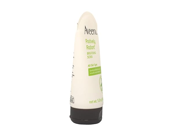 AVEENO POSITIVELY RADIANT SKIN BRIGHTENING EXFOLIATING DAILY FACIAL SCRUB, MOISTURE-RICH SOY EXTRACT, OIL- & SOAP-FREE TONE-EVENING FACE CLEANSER, HYPOALLERGENIC & NON-COMEDOGENIC, 5 OZ