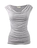 Me and Young Women's Cowl Neck Ruched Side Slim Fit Top S-3XL (10 Colors)