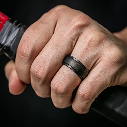 ThunderFit Silicone Rings for Men, Step Edge 10mm Wide 2.5mm Thick