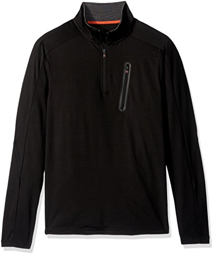 Hawke & Co Men's Double Face Jersey 1/4 Zip, Black, Small