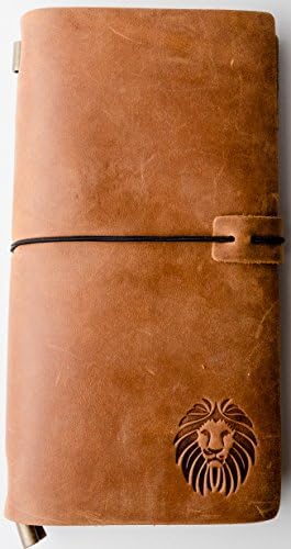 KangWay Genuine Leather Journal Refillable Traveler Notebook with Card Holder Vintage Style Handmade Gift for Men Women Writing Professional Diary 180 Pages Standard Large Light Brown