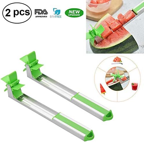 WAQIAGO Stainless Steel Watermelon Slicer Cutter Knife, Windmill Watermelon Slicer Cutter Tongs Corer Fruit Melon Stainless Steel Tools Kitchen Gadgets