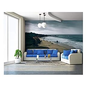 Seashore in Bad Weather - Removable Wall Mural | Self-Adhesive Large Wallpaper - 66x96 inches