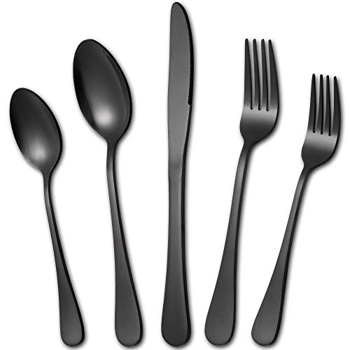 Matte-Black-Silverware-Set, 45 Piece Stainless Steel Flatware Set Cutlery Utensil Service for 8 with Large Spoon Fork Knife Set - Thumbnail 6
