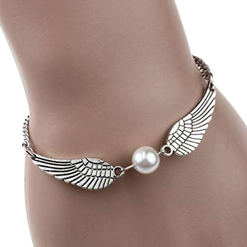 Women Bracelet, 2019 Bracelets Women Silver Infinity Retro Pearl Angel Wings Jewelry Dove Peace Bracelet for Women