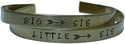 Big Sis/Little Sis - Hand Stamped Brass Cuff Bracelets Set Arrow, Sister gift, Friendship, BFF,Sorority Sisters