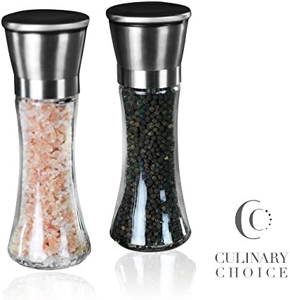 Culinary Choice Tall Salt and Pepper Grinder Set, Stainless Steel