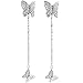 Fashion Sterling Silver Butterfly Earring Cubic Zirconia Dangle Earrings Drop Jewelry for Women