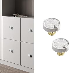 CcHhyyt 2 Pack Leather Cabinet Knobs Hand-Stitch