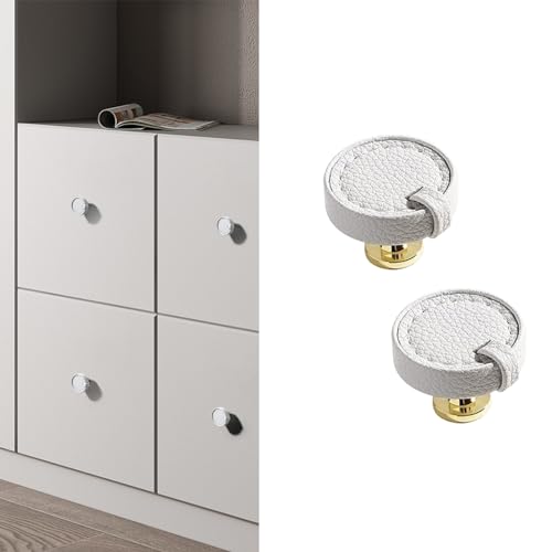 CcHhyyt 2 Pack Leather Cabinet Knobs Hand-Stitch