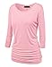 Made By Johnny MBJ WT822 Womens 3/4 Sleeve with Drape Top XXL Pink